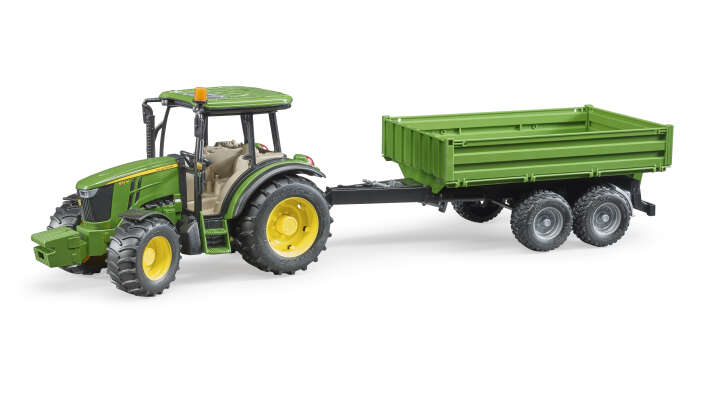 bruder John Deere 5115 M Traktor mit Bordwandanhänger